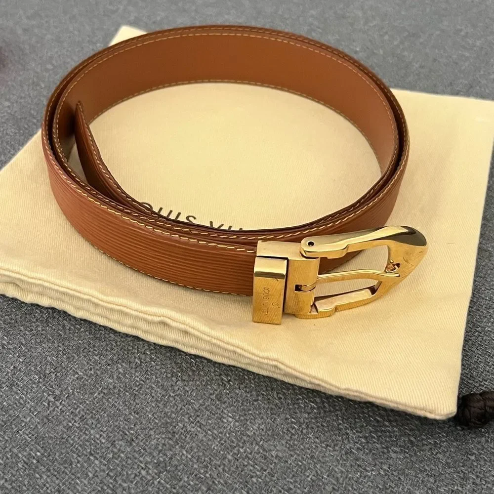 Louis Vuitton Brown Belt with Gold Buckle